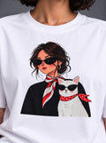 Girl & Cat Graphic T-Shirt